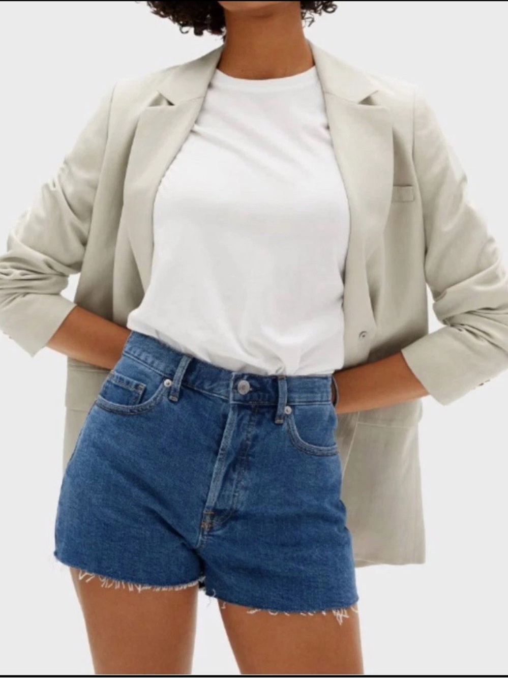 NWT Everlane Cheeky Blue High-Rise Denim Cutoff Shorts 31